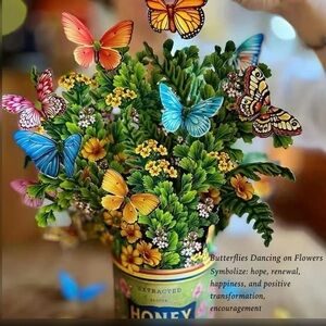 Butterflies Dancing on Flowers 3D Pop up Greeting Card & Home Decor